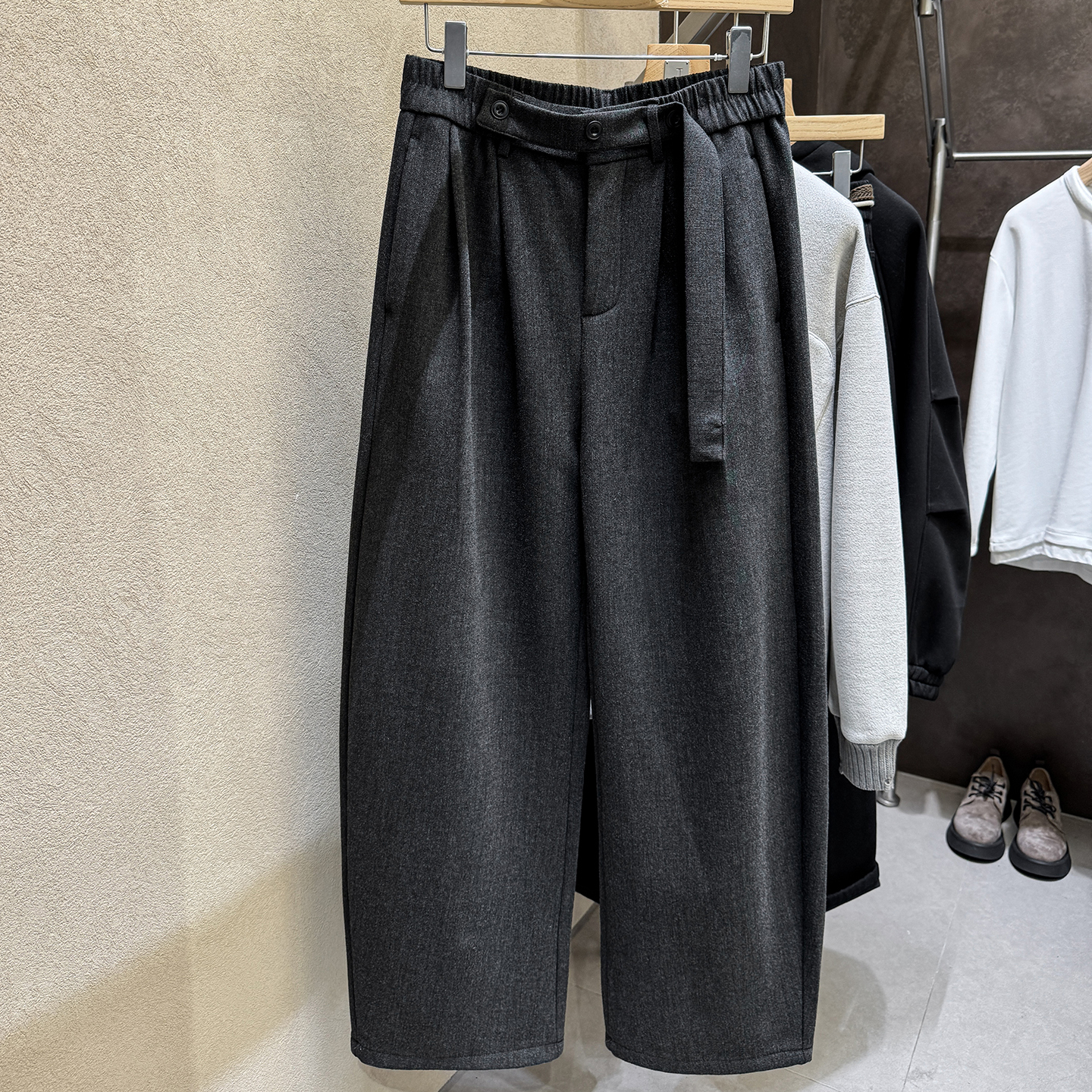 天丝+羊毛！高定奢货！弯刀阔腿裤！抓绒加厚弹力男士休闲裤613