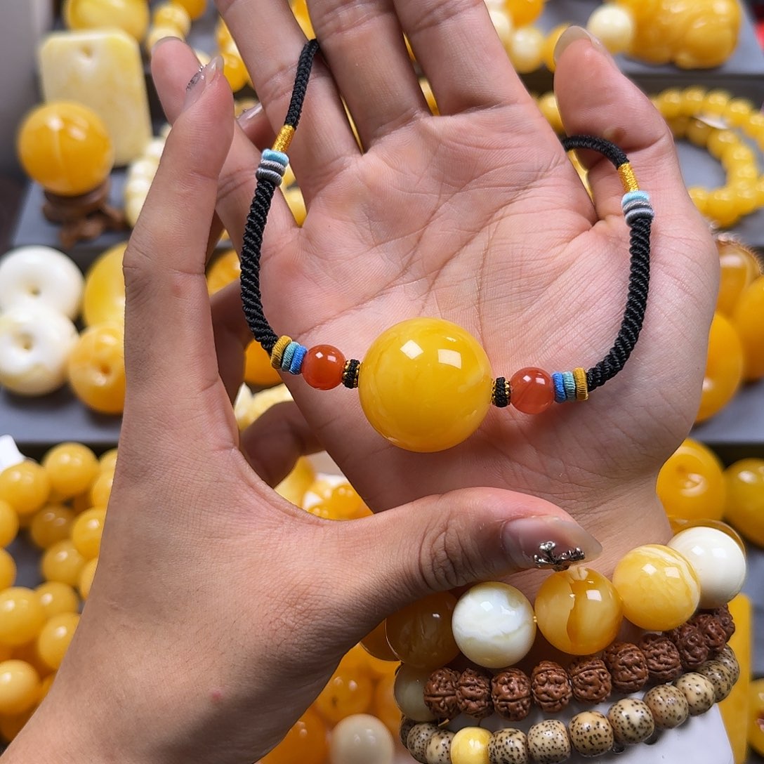 琥珀珠宝奇石未镶嵌锁骨29mm