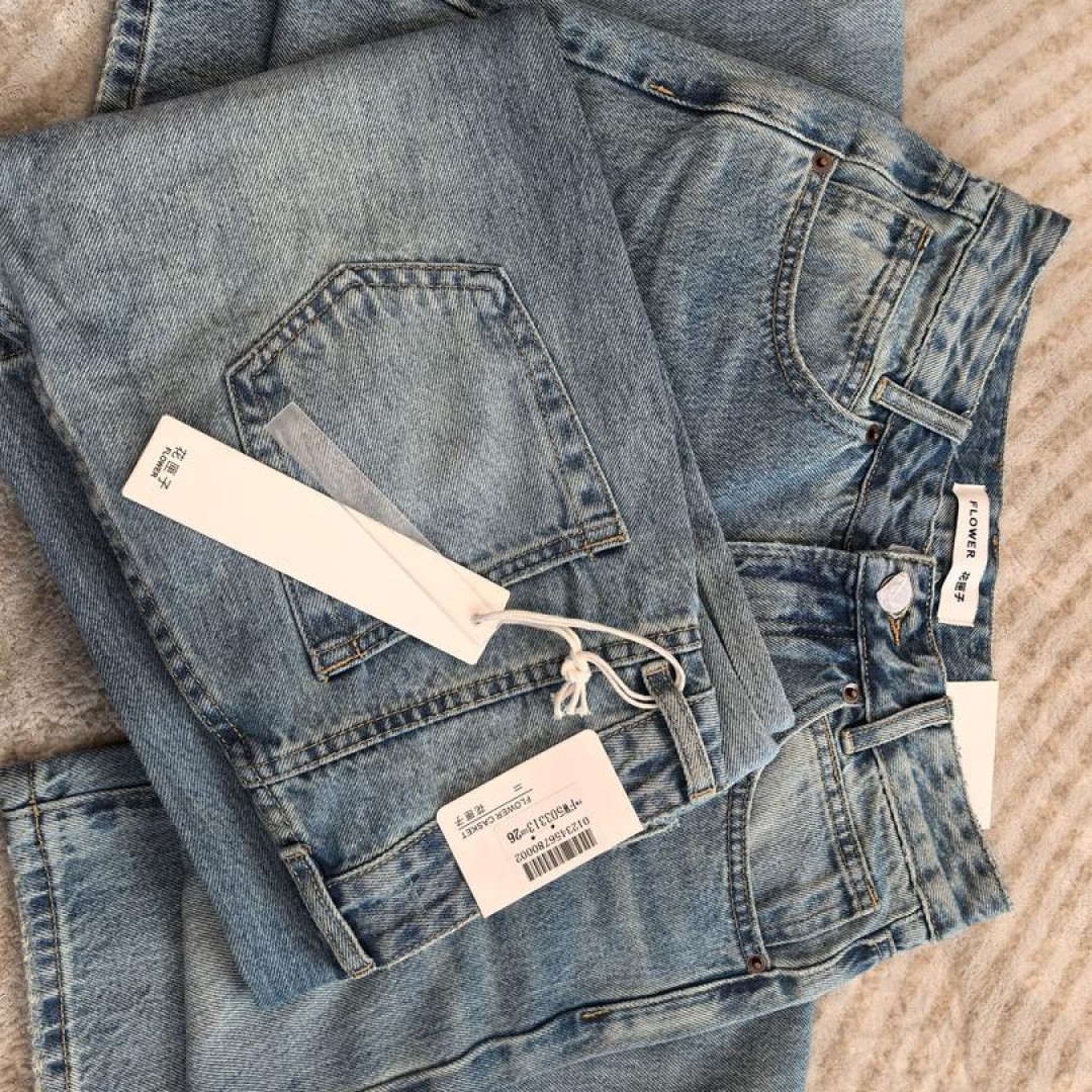 SU【313】花FW503 愫ZL MWMA春款新款无弹时尚纸标宽松男友牛仔裤