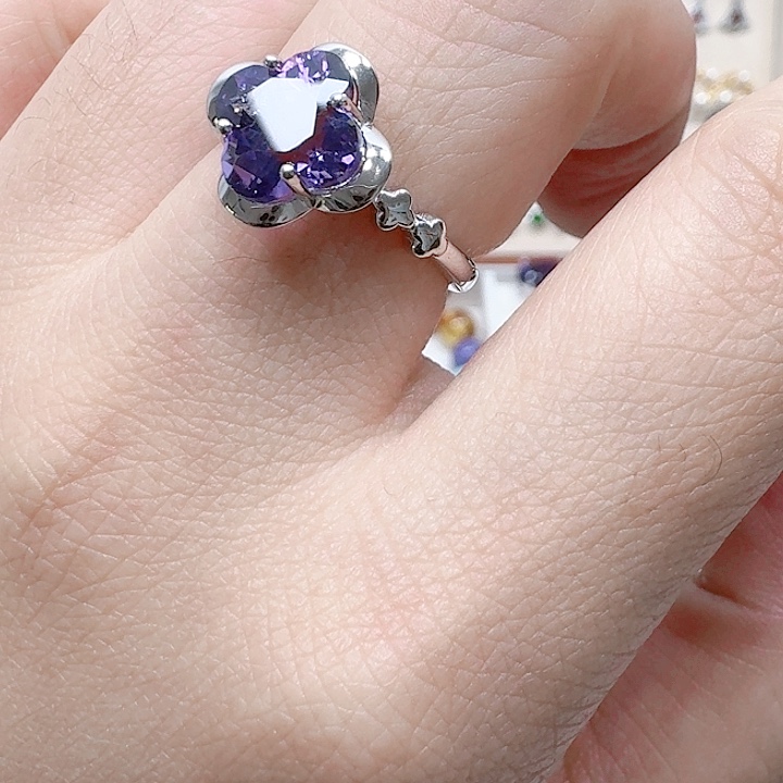 水晶戒指银S925镶嵌戒指