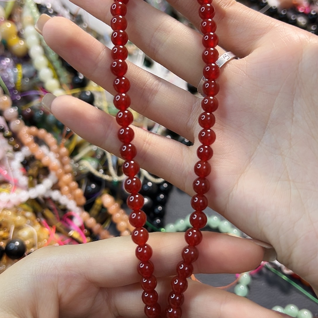 玛瑙/玉髓合金珠宝半成品红玛瑙七A级卡6一条