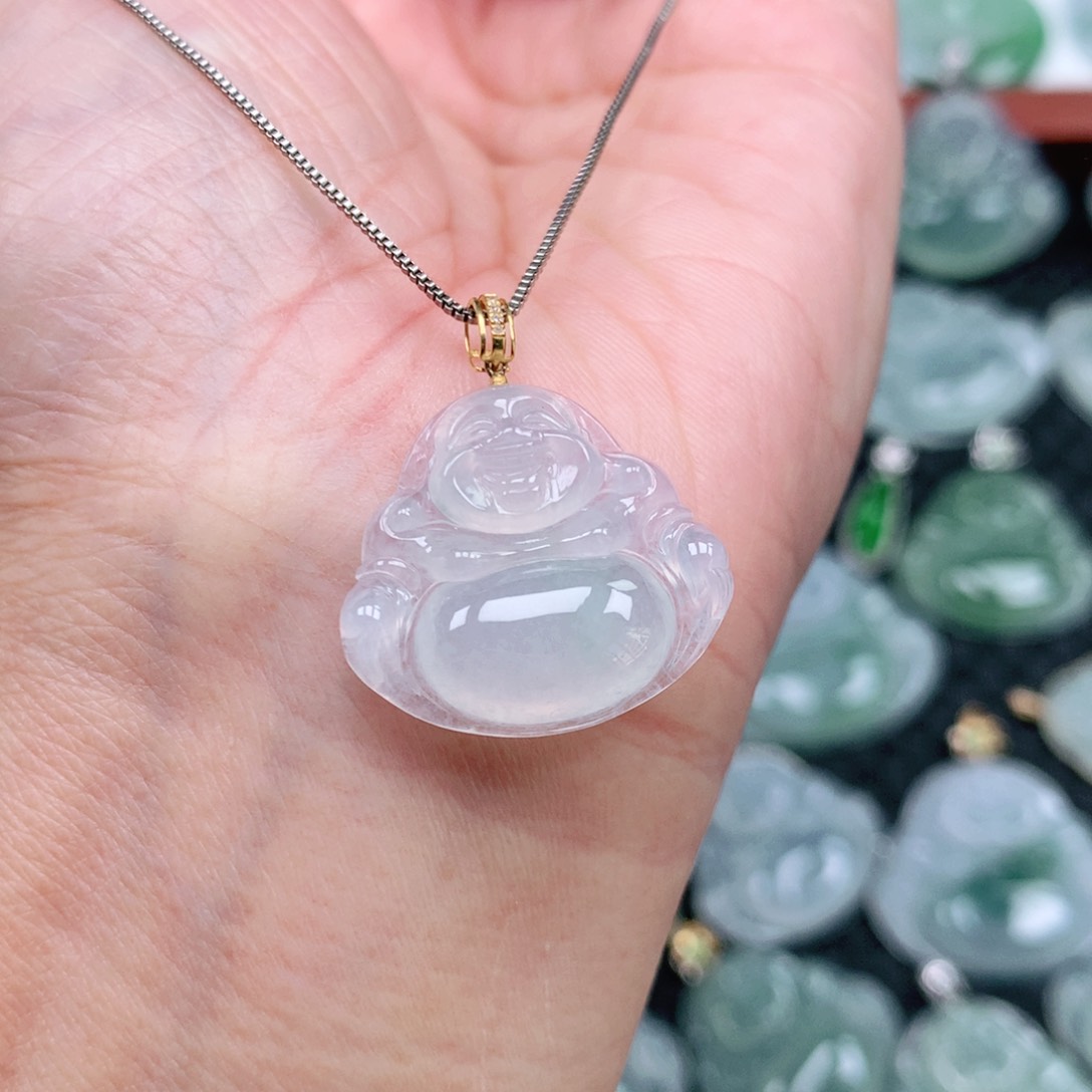 翡翠吊坠(不含链)18K金镶嵌