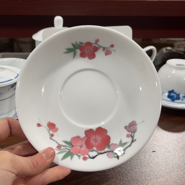 醴陵高温釉下手绘15.5厘米红官窑