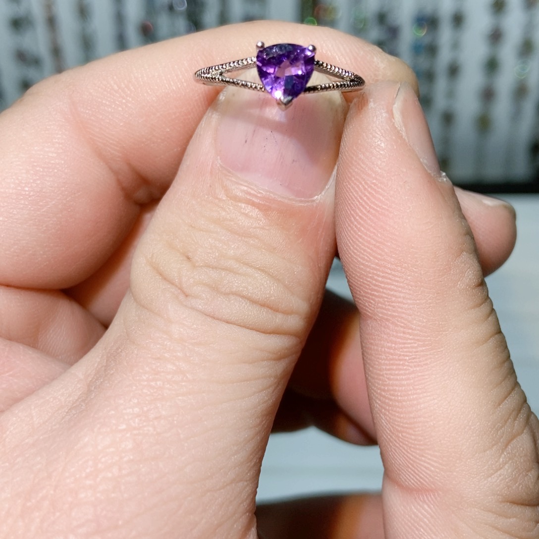 绿水晶戒指银S925镶嵌