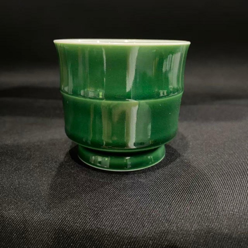 高足竹节杯-瓷唐里-帝王翡翠绿-CTL011