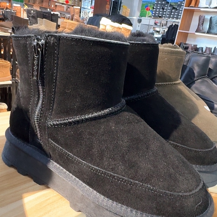 小***神羊剖层皮革43码男士雪地棉图片