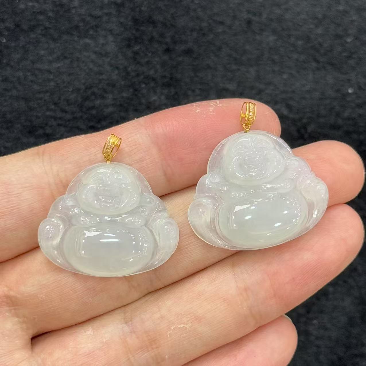 【北野珠宝】18k金天然A货翡翠吊坠-B180H-2多样性发一23x28x5mm