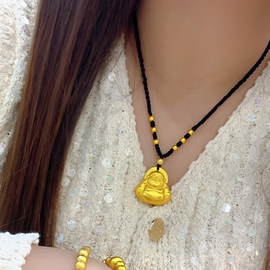 合金吊坠 古法精工实心弥勒佛笑口常开大肚能容项链挂坠