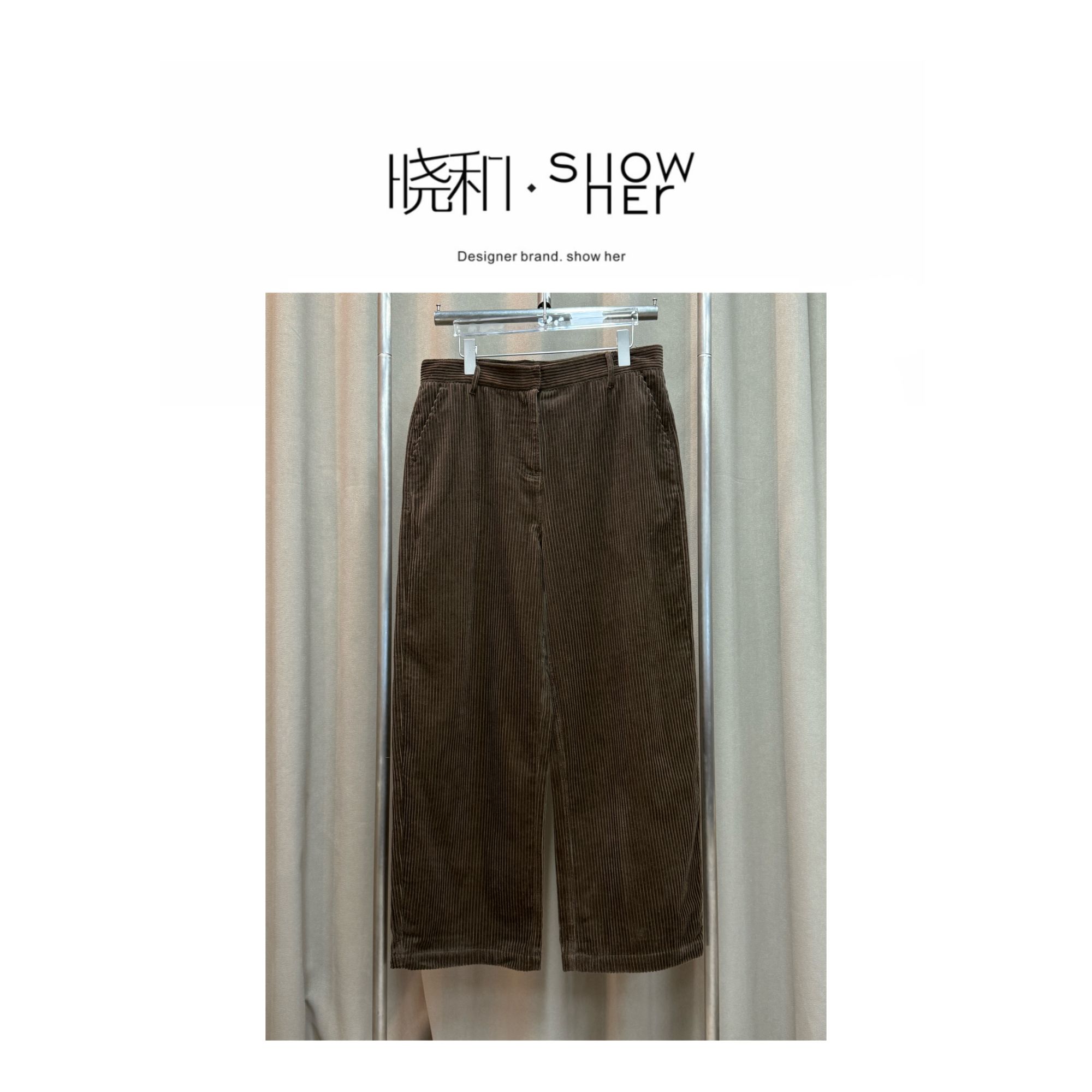 SHOW HER【苏木】25复古做旧灯芯绒加绒阔腿裤适中休闲裤透气垂感