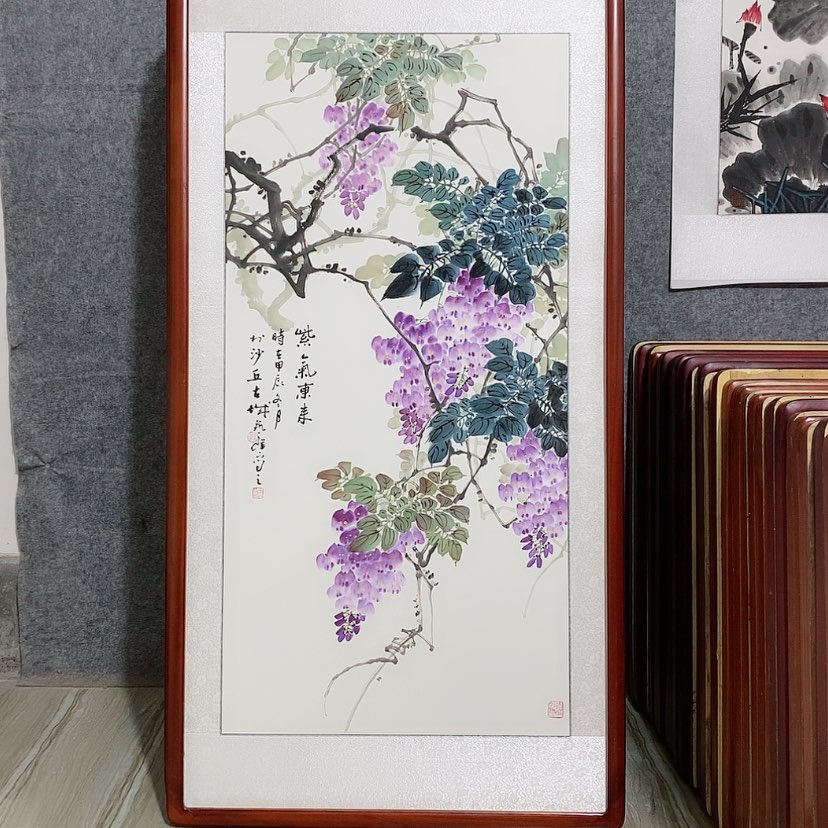 【闪购商品】国画清**伴书画作品带框125×65厘米