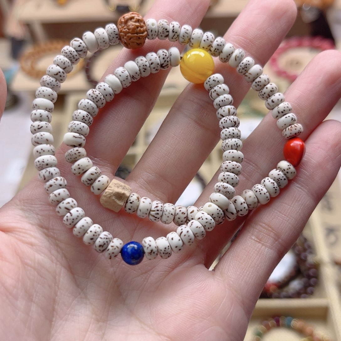 白玉菩提吊坠白玉菩提双