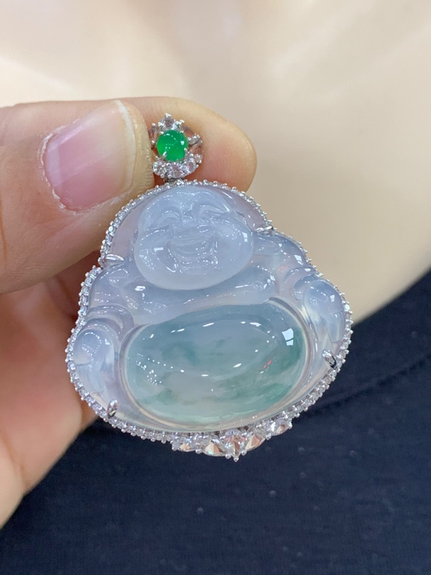 18k金镶嵌飘花佛公，完美