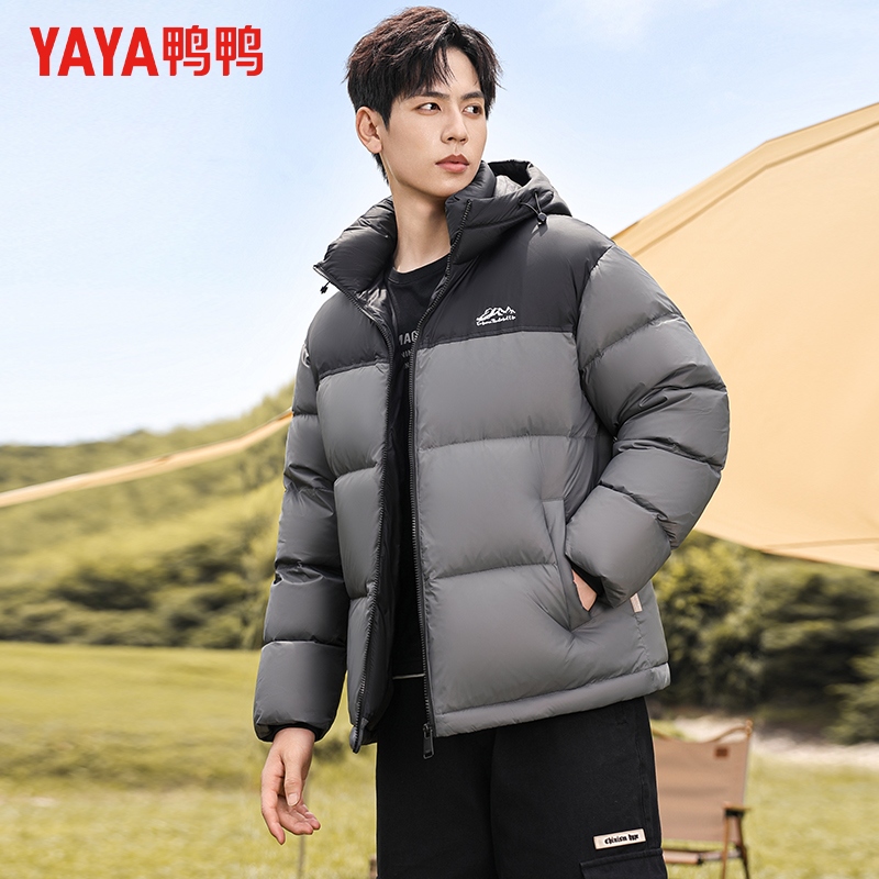 YAYA/鸭鸭【拼色加厚极寒羽绒服】羽绒服冬季免烫防风保暖拼接外套