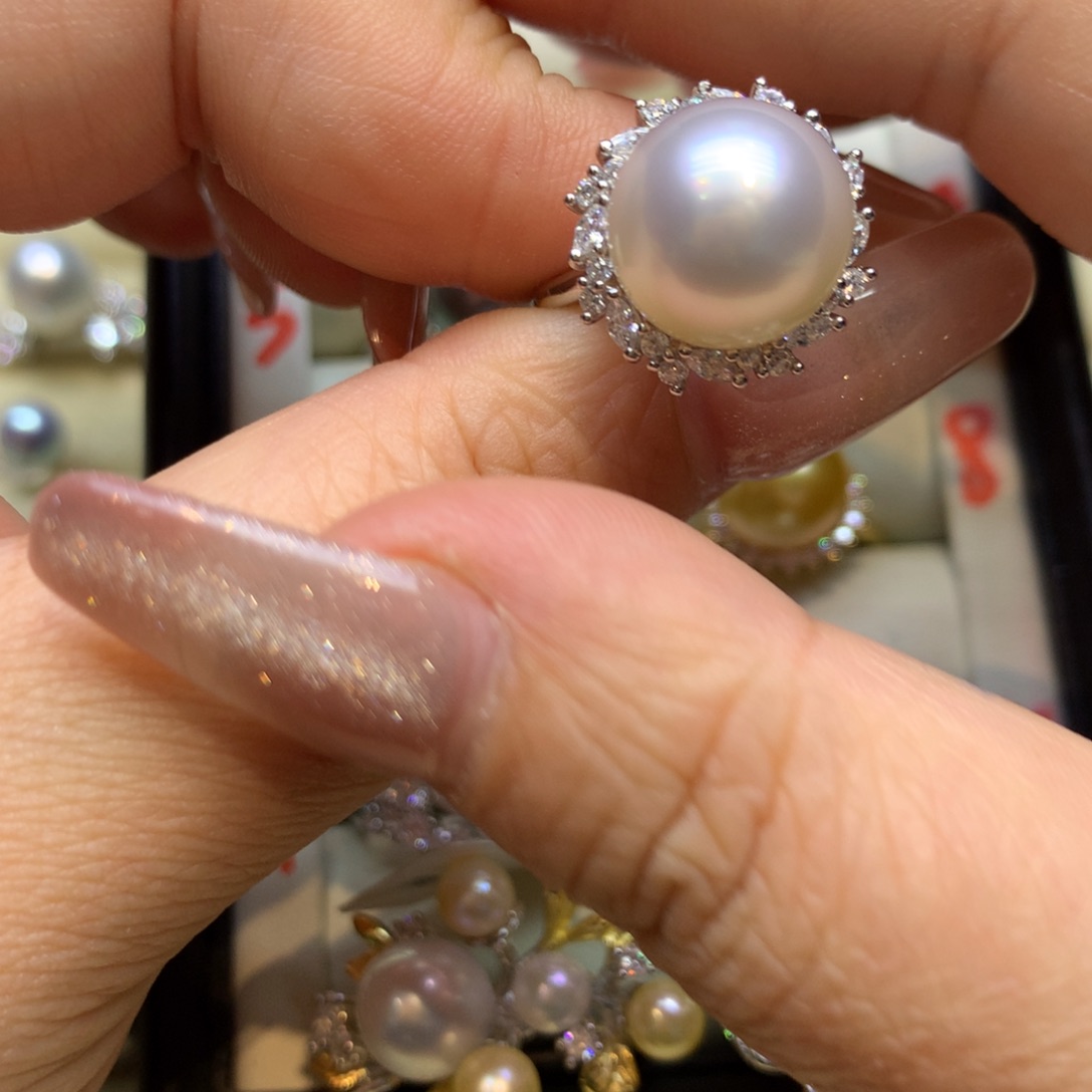 银S925镶嵌戒指海水珍珠