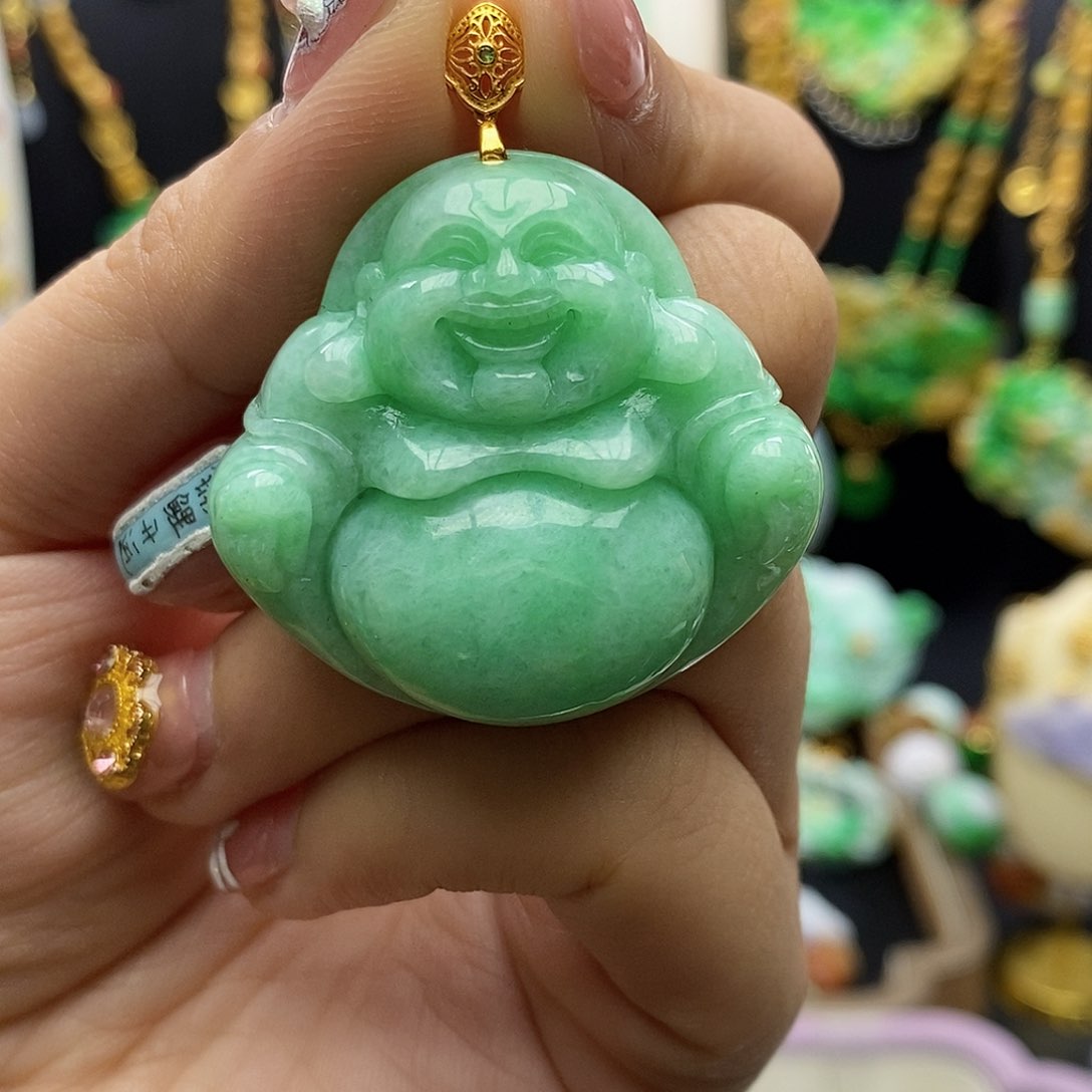 翡翠颈饰18K金镶嵌天然