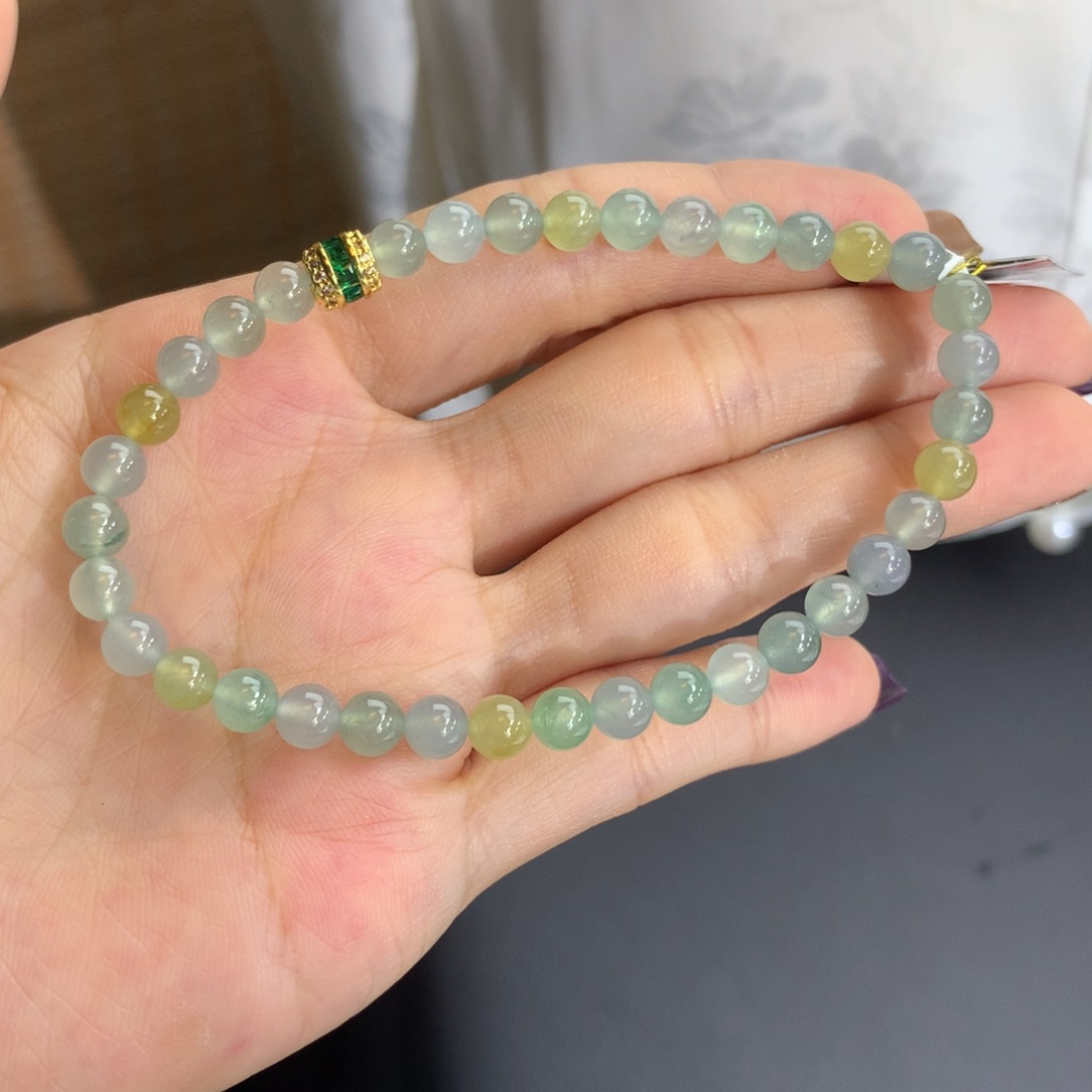 未镶嵌手链翡翠卡5.3冰胶马卡龙手串