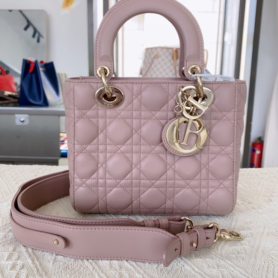 95新 DIOR/迪奥 四格戴妃柔粉色单肩包14366791