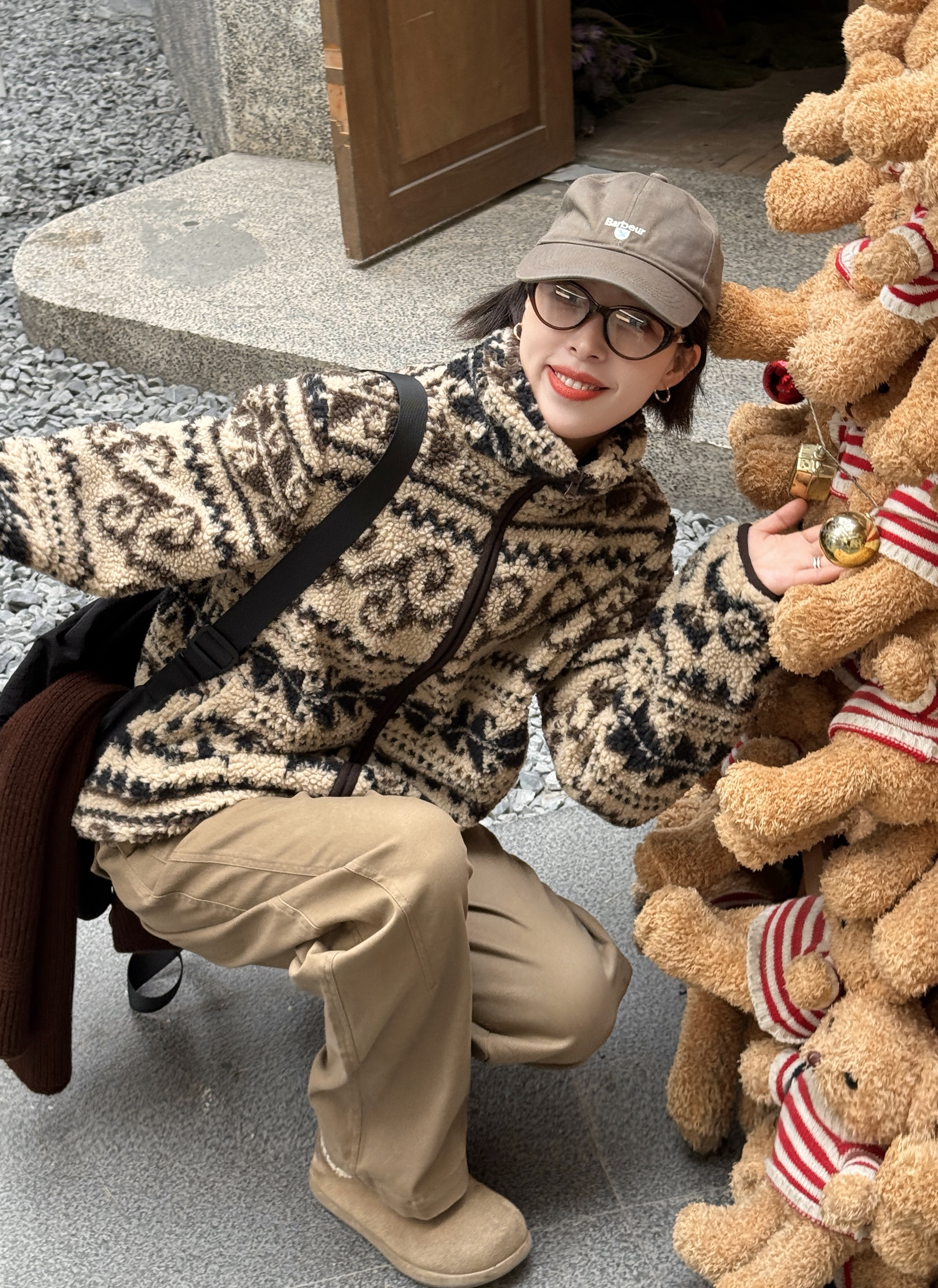 LANGQING 温柔花纹高级感休闲短款摇粒绒外套 160016#