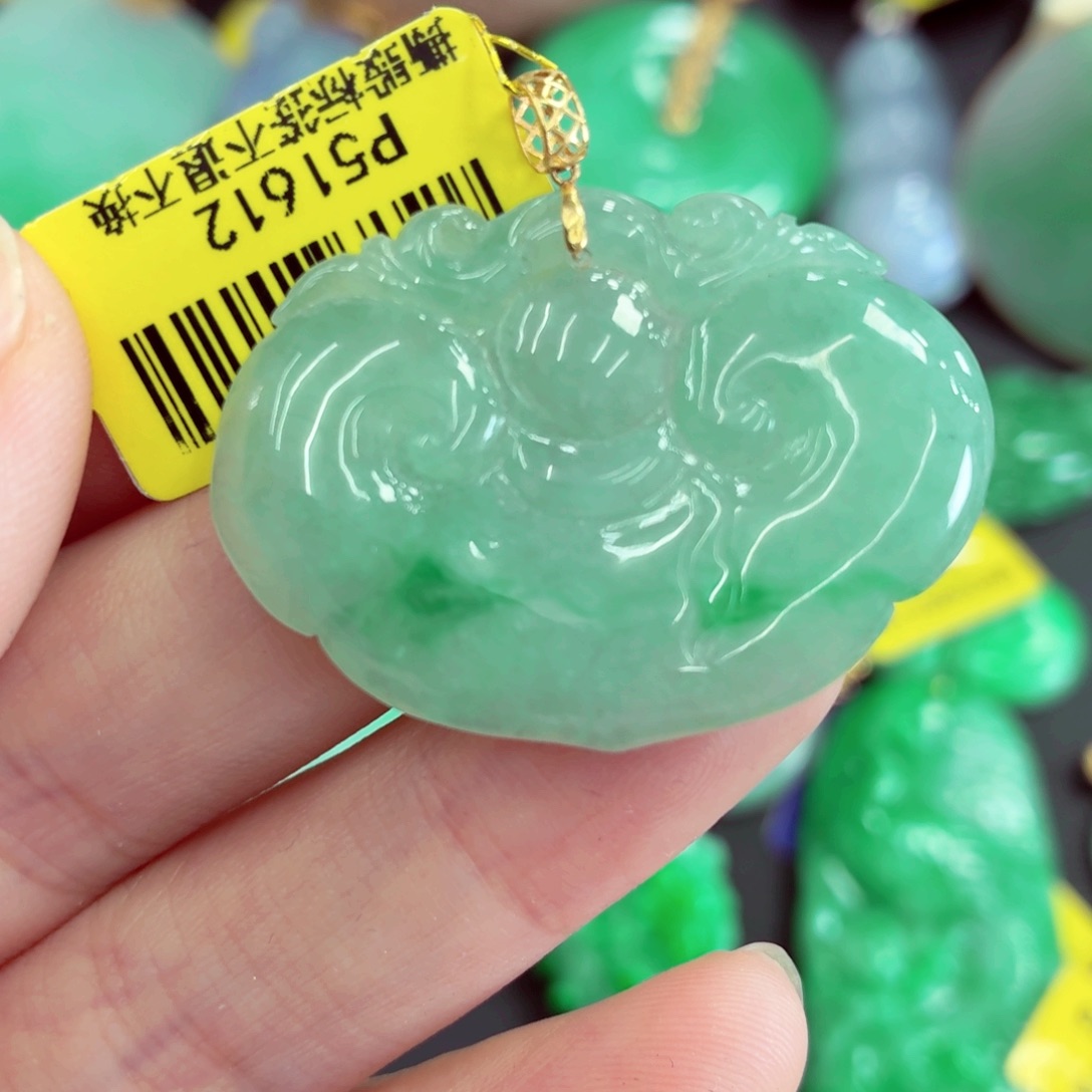 翡翠18K金镶嵌吊坠(不含链)
