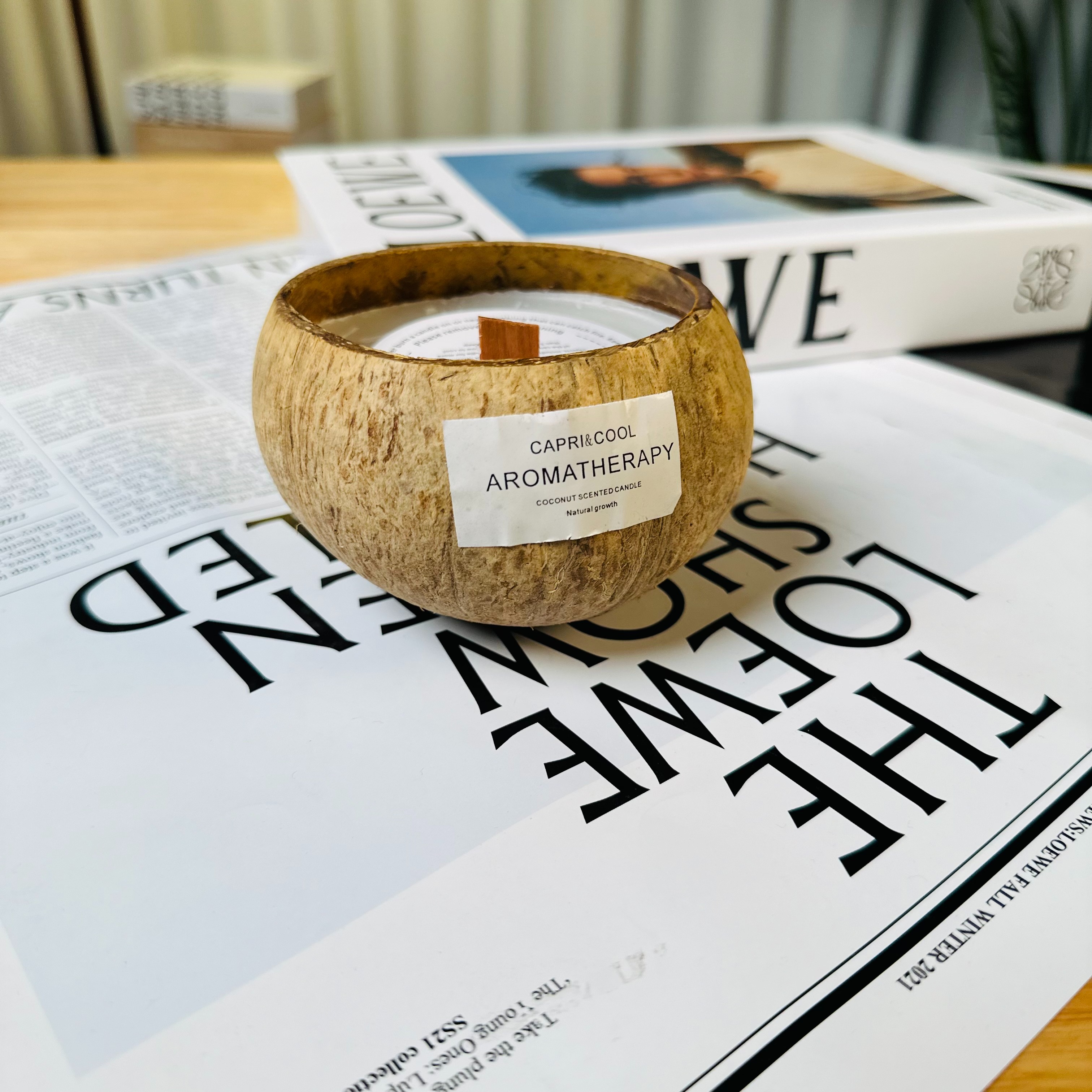 （新疆包邮）椰子壳手工天然香薰蜡烛无烟家用淡香持久