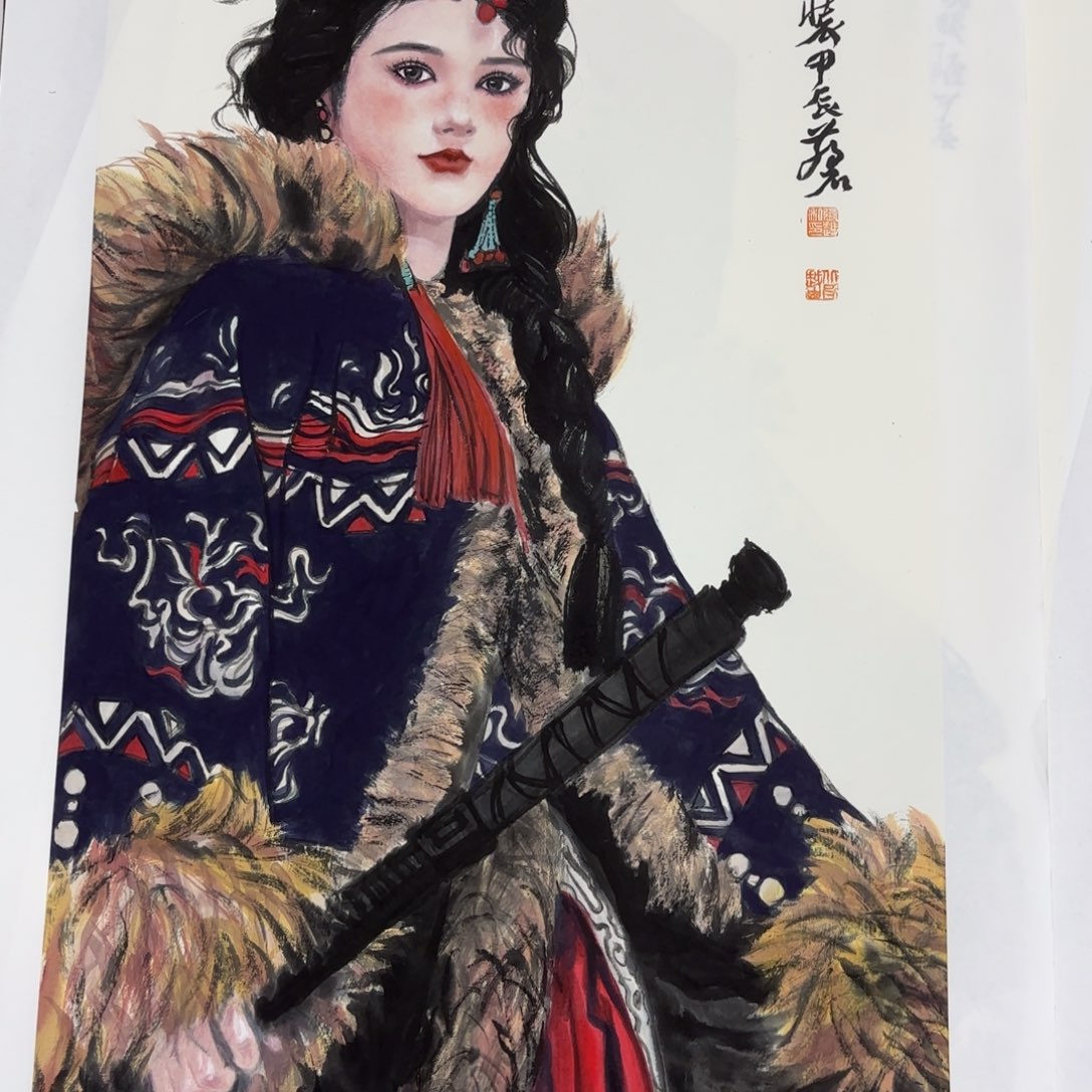 国画茗*张越三尺人物