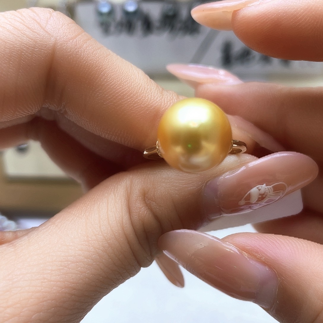 海水珍珠戒指18K金镶嵌