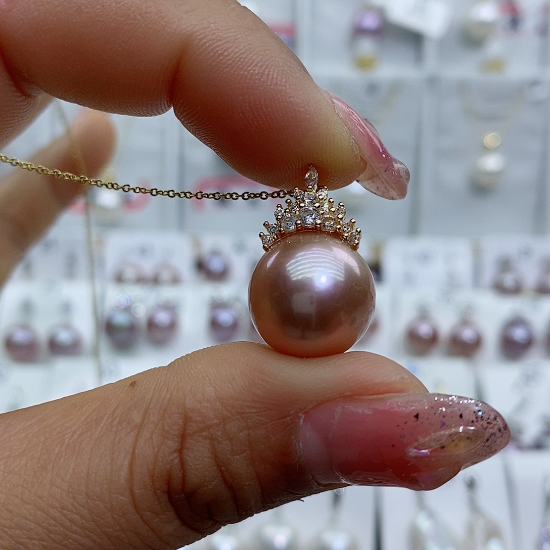 淡水珍珠银S925镶嵌吊坠(赠链)