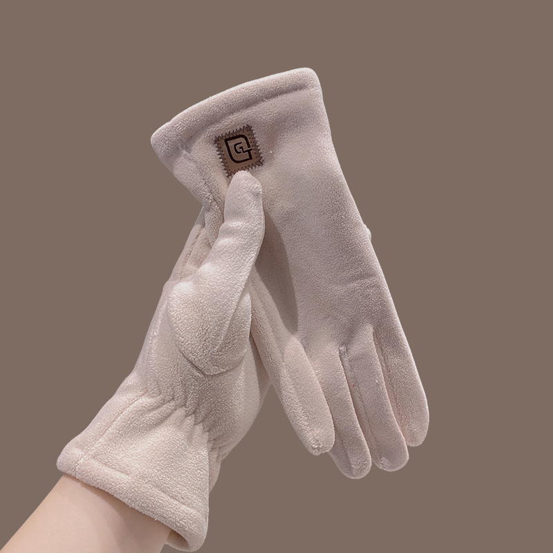 女士羊羔绒保暖手套冬季高颜值骑车防风防寒触屏开车加厚棉手套
