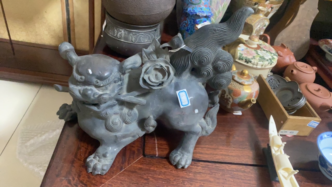 密胺瓷铜狮子大摆件