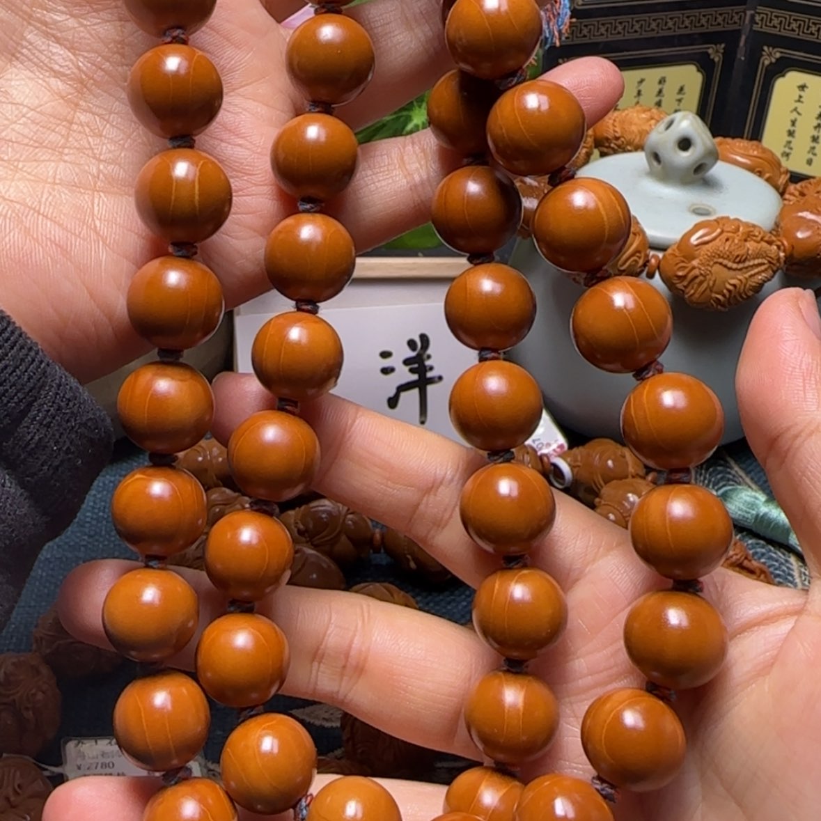 【闪购商品】橄榄核手串光珠脖挂54籽