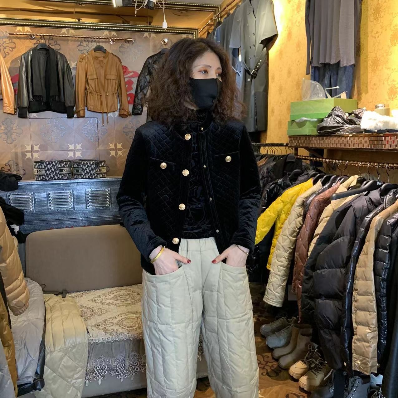 （现货）2025新款金扣格棉立领短外衣