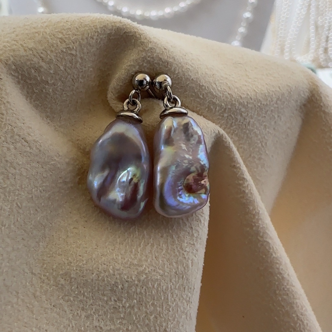 淡水珍珠耳饰银S925镶嵌