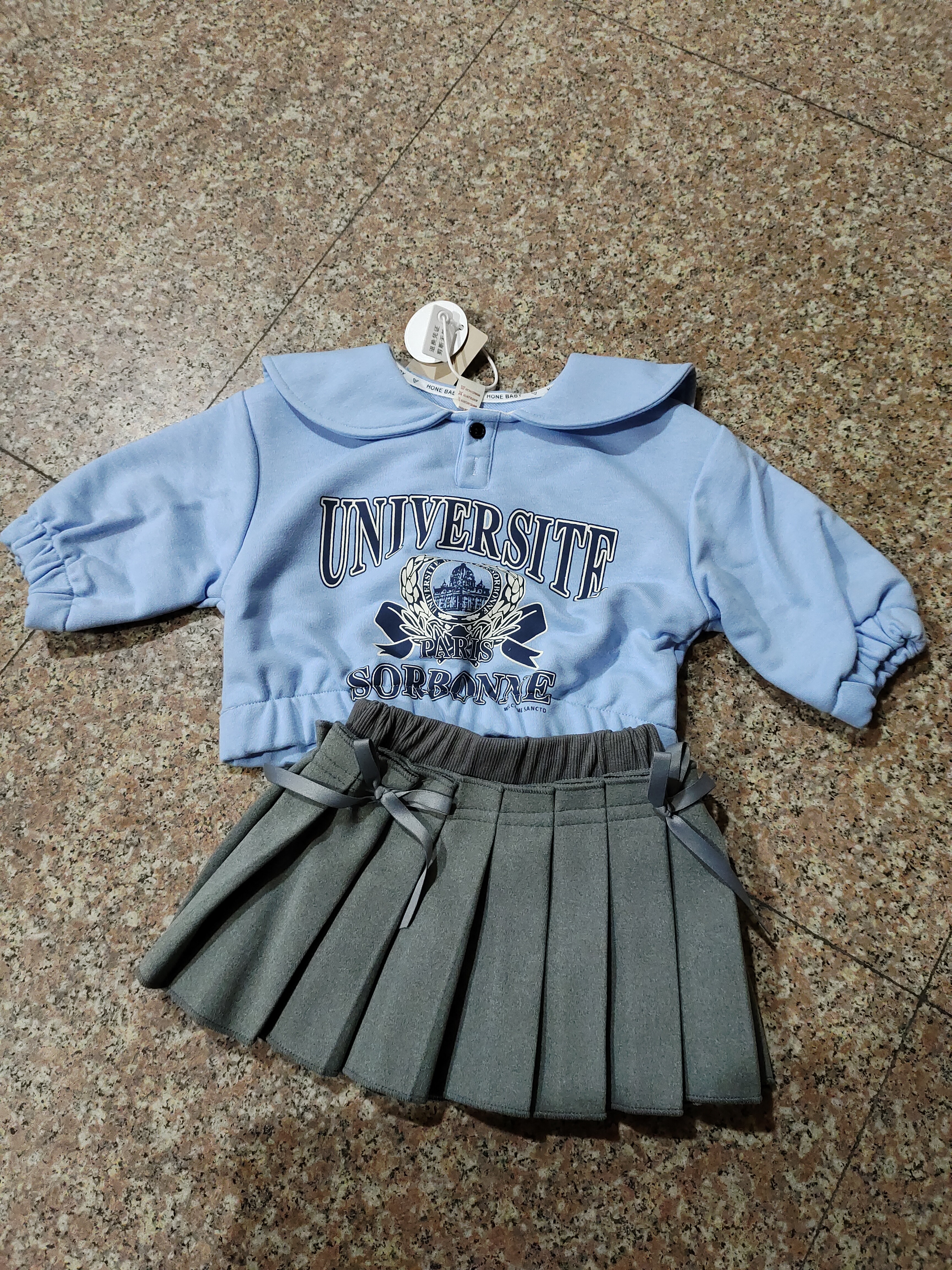 女童海军蓝套装卫衣