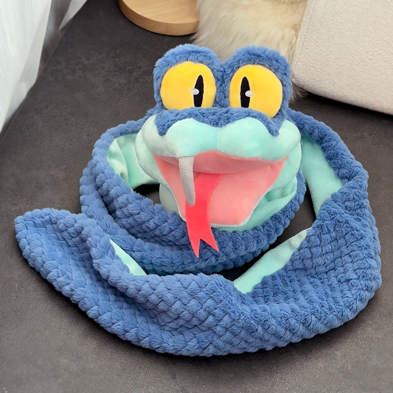 盖瑞一条蛇毛绒围巾可爱动物盖瑞造型围脖保暖女冬季防寒围巾圣诞