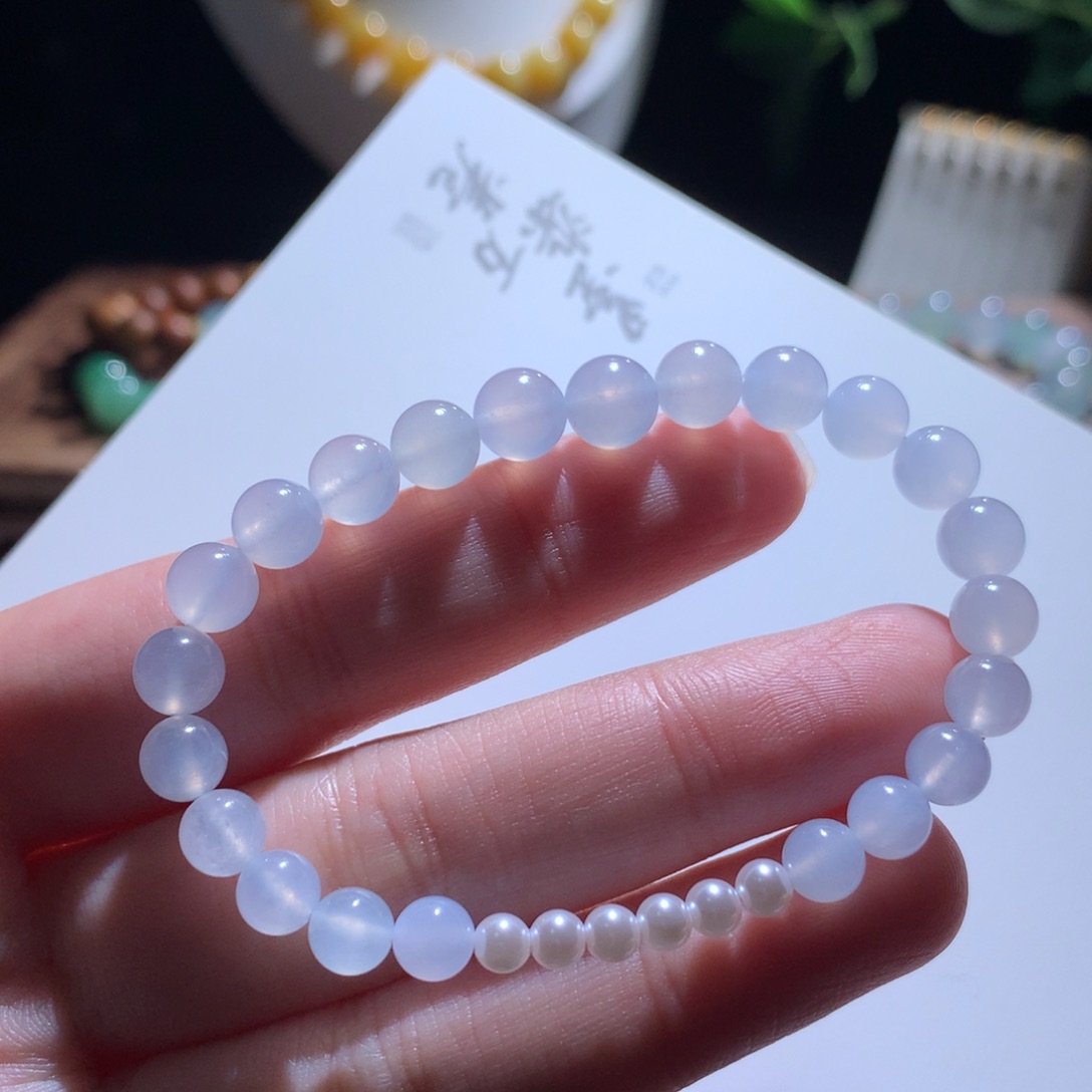 翡翠手链未镶嵌冰紫塔串