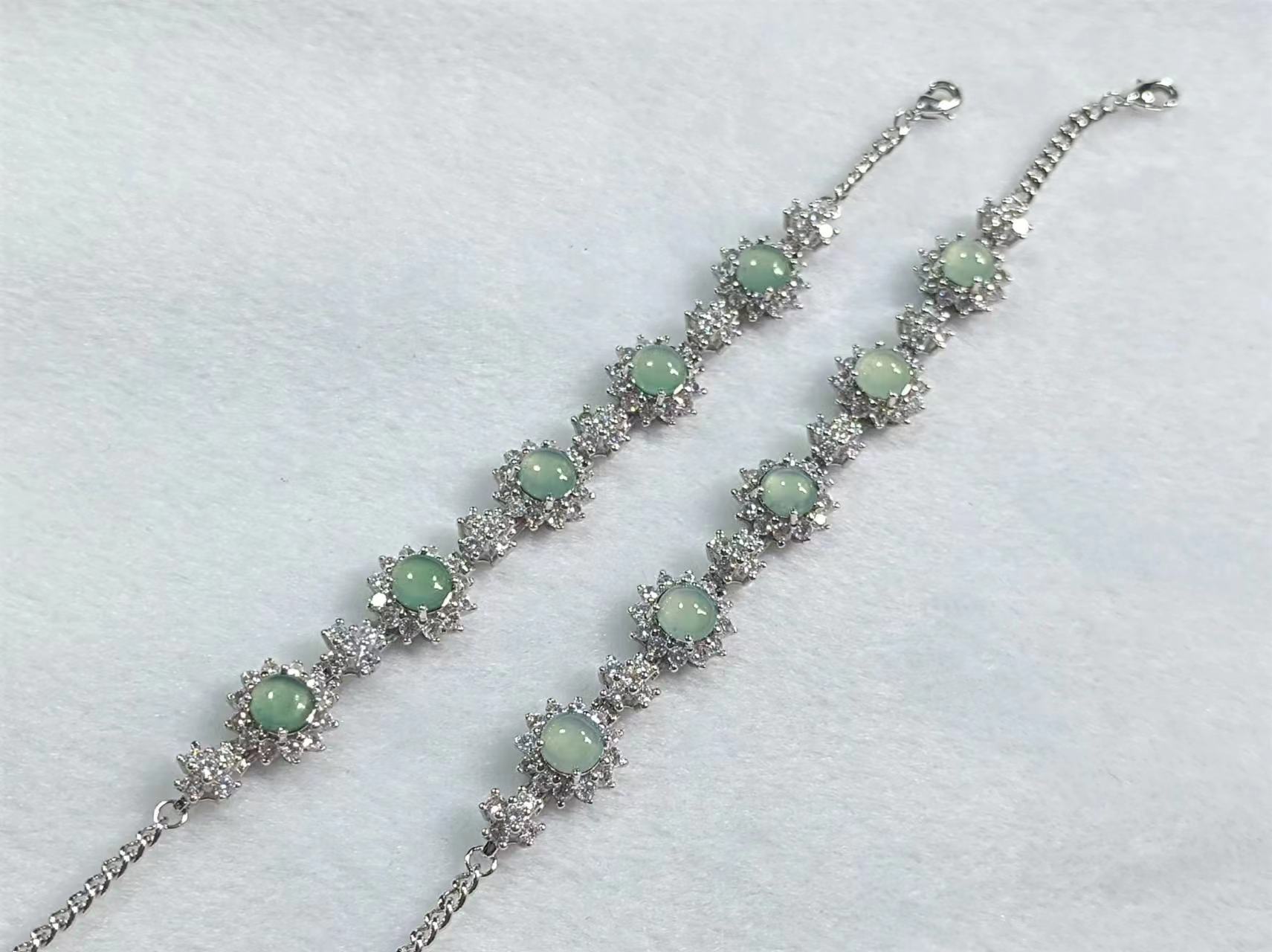 【康康严选】翡翠蛋面手链T1【多样性发其一】约5mm+