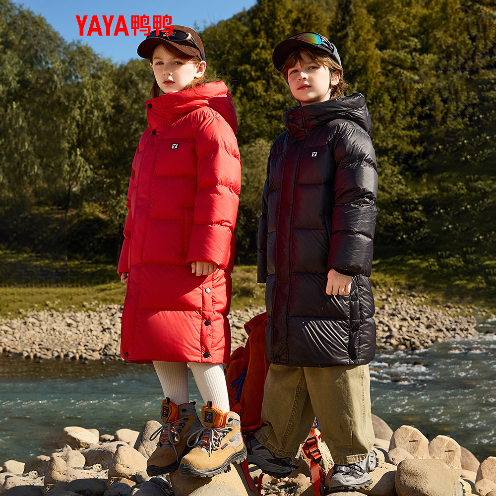 YAYA/鸭鸭儿童中长款羽绒服2025新款冬季中大童装加厚保暖外套