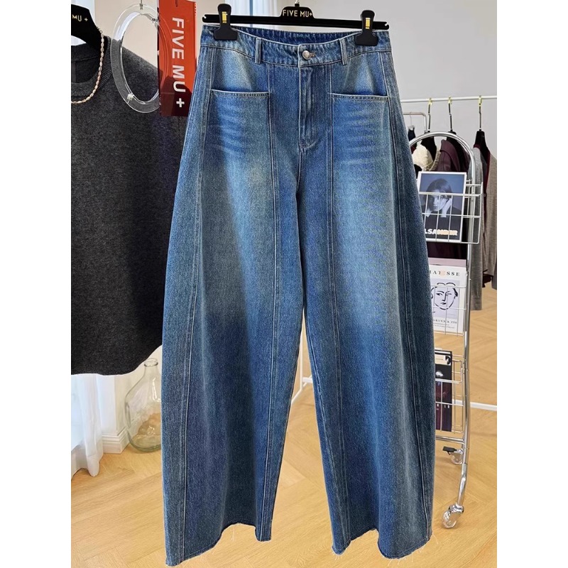 独特超好看慵懒松弛感高腰牛仔裤女春秋款休闲宽松镰刀裤香蕉长裤