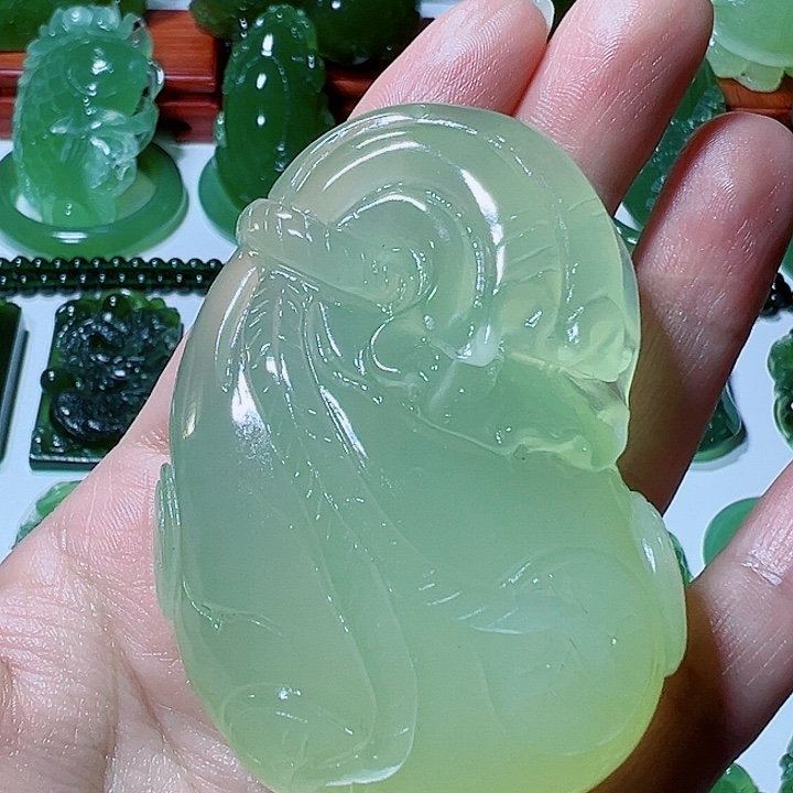 力***哥蛇纹石玉未镶嵌手把