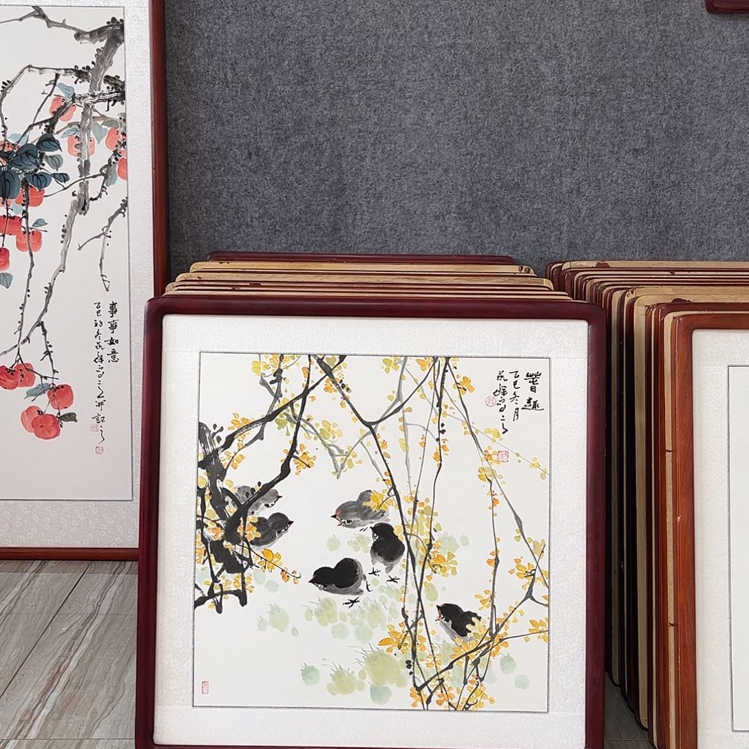 国画书画作品带框63×63