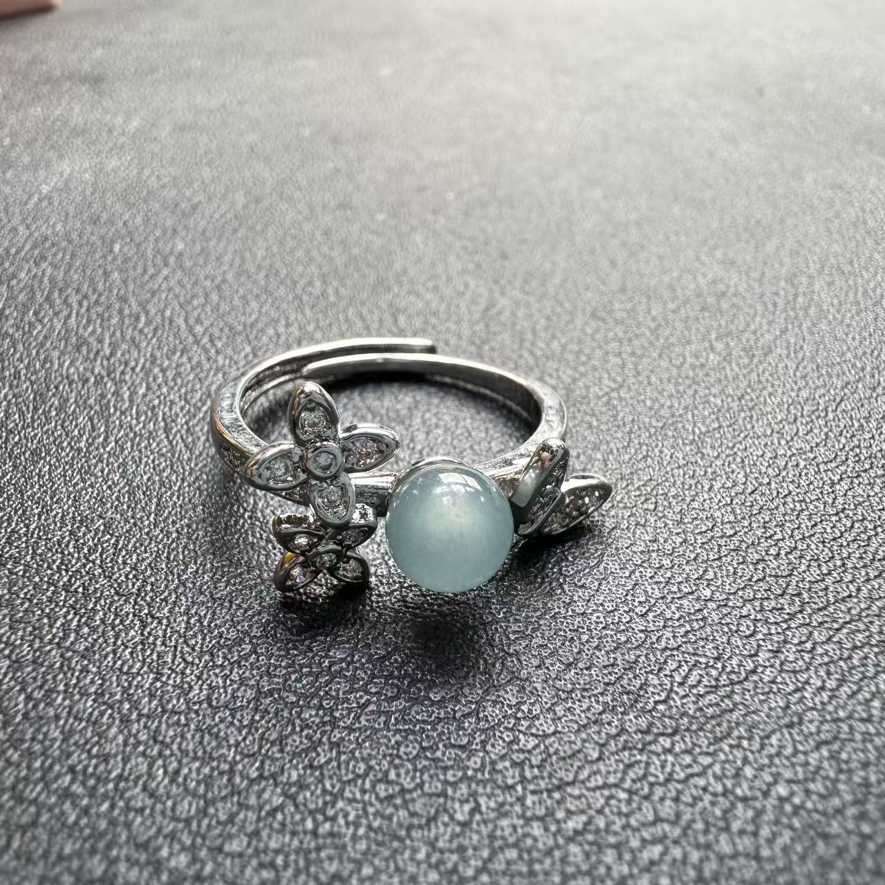 天然A货翡翠蓝水蛋面戒指精致百搭款（多样性发其一）Q1842