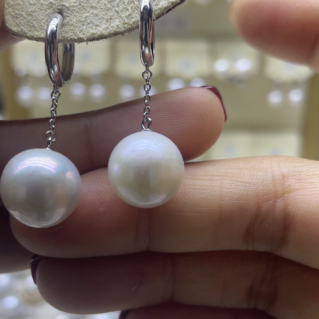 淡水珍珠耳饰银S925镶嵌