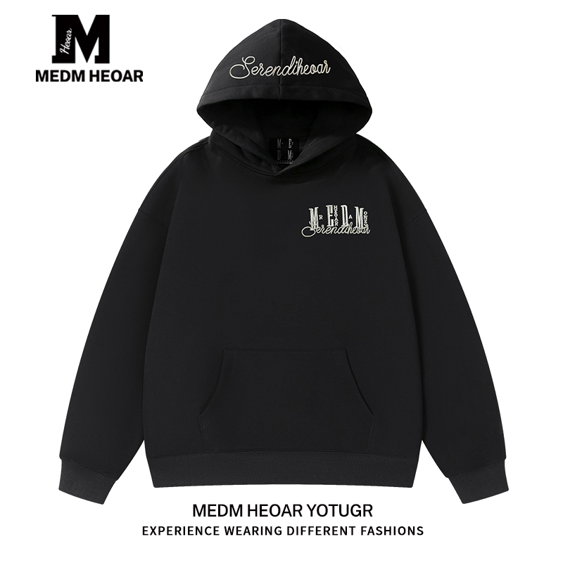 【三标齐全】MEDM HEOAR经典基础款字母刺绣连帽卫衣美式宽松帽衫