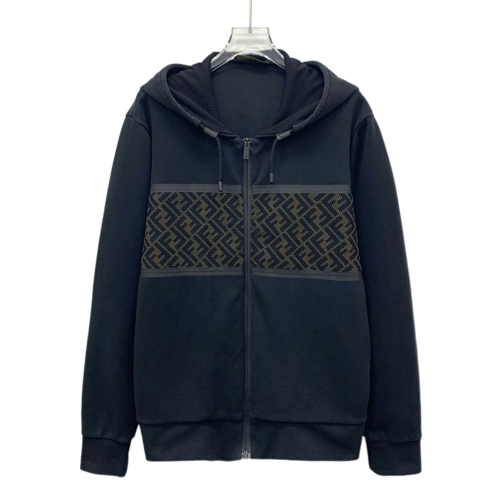 95新 FENDI/芬迪 KM0730 双F黑色抽绳卫衣外套 S 