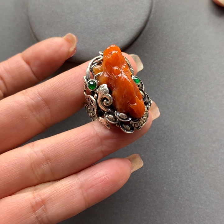 翡翠戒指银S925镶嵌用****3