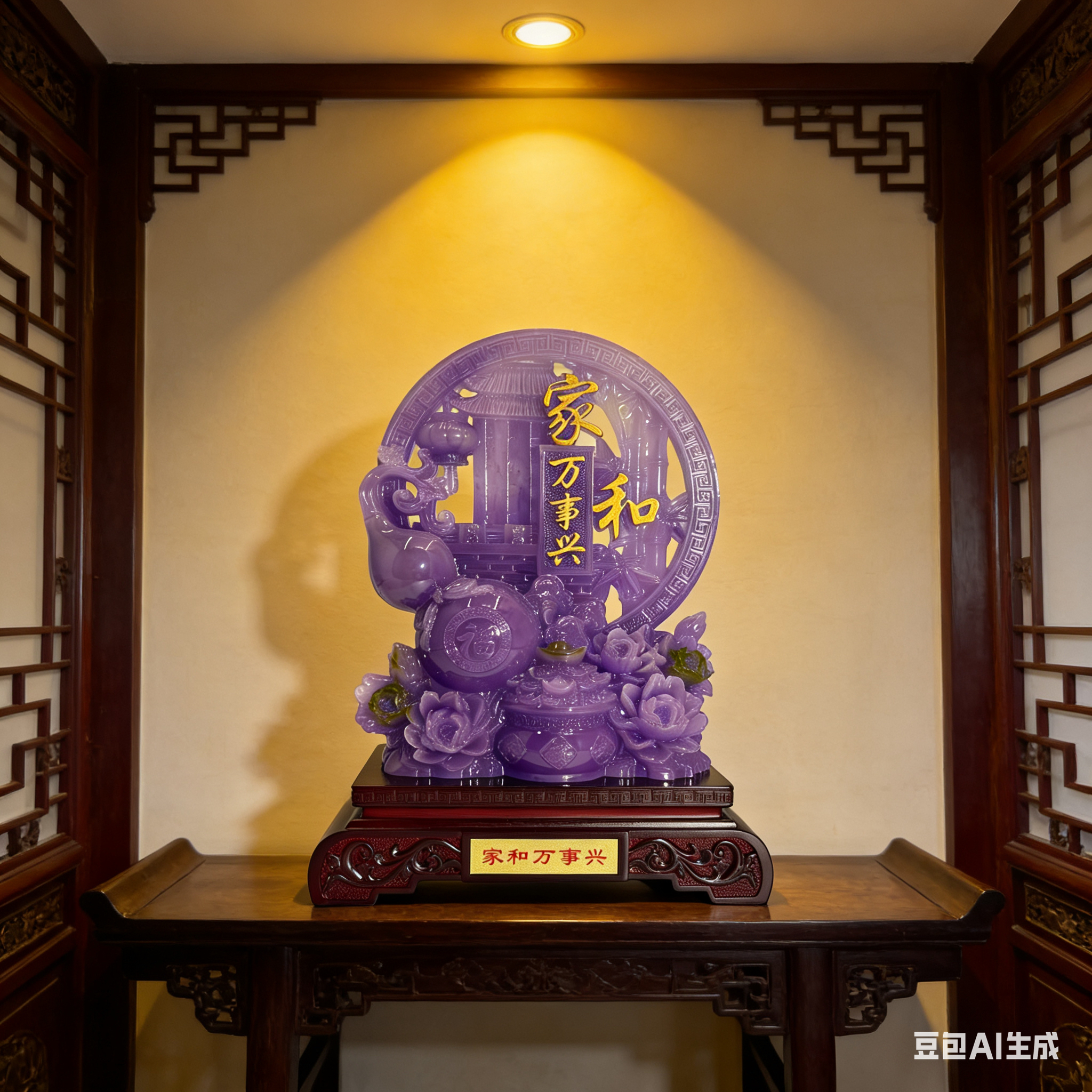 【紫色家和万事兴】客厅玄关博古架电视柜酒柜乔迁新家开业送礼摆件
