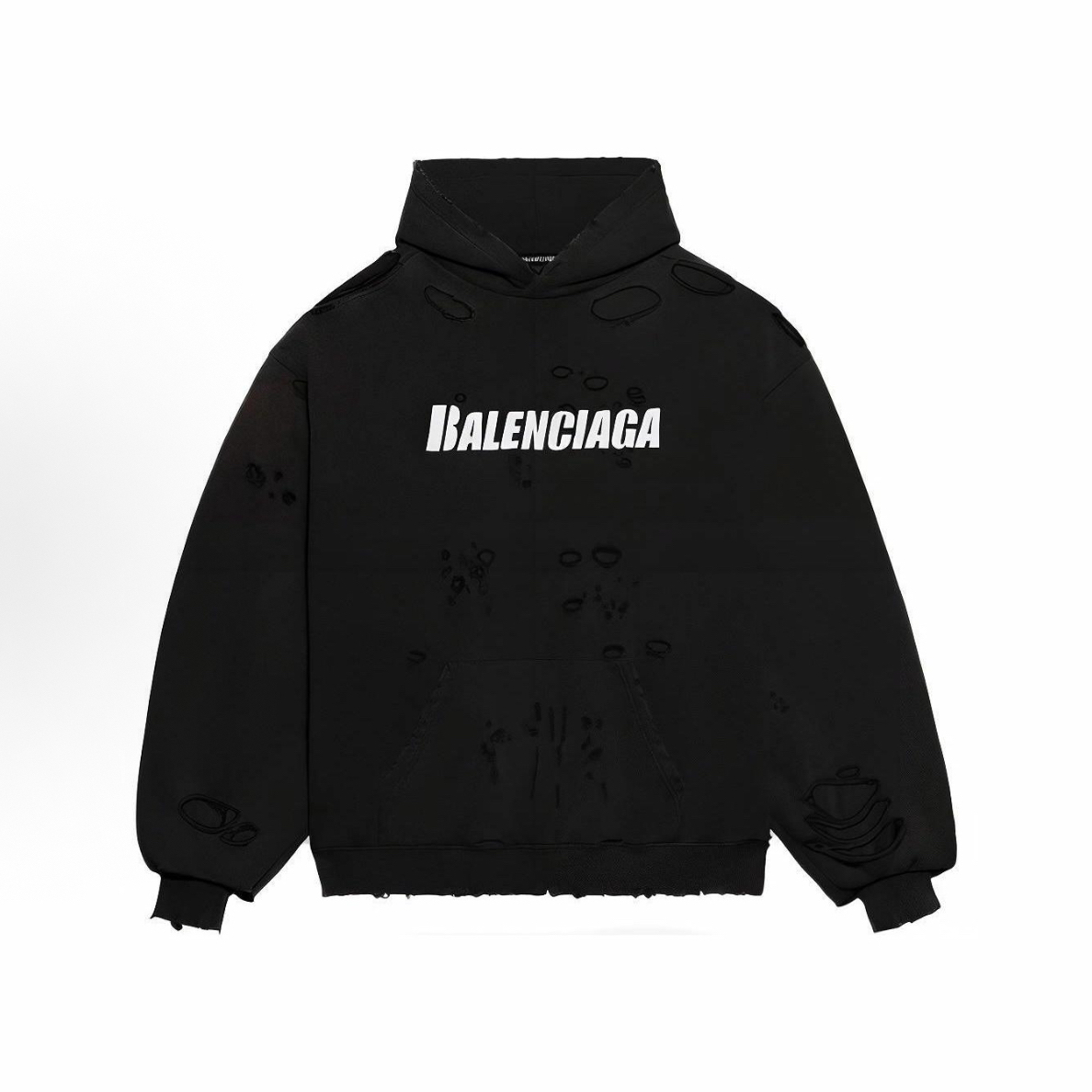 未使用 Balenciaga/巴黎世家 大破洞字母帽衫PL