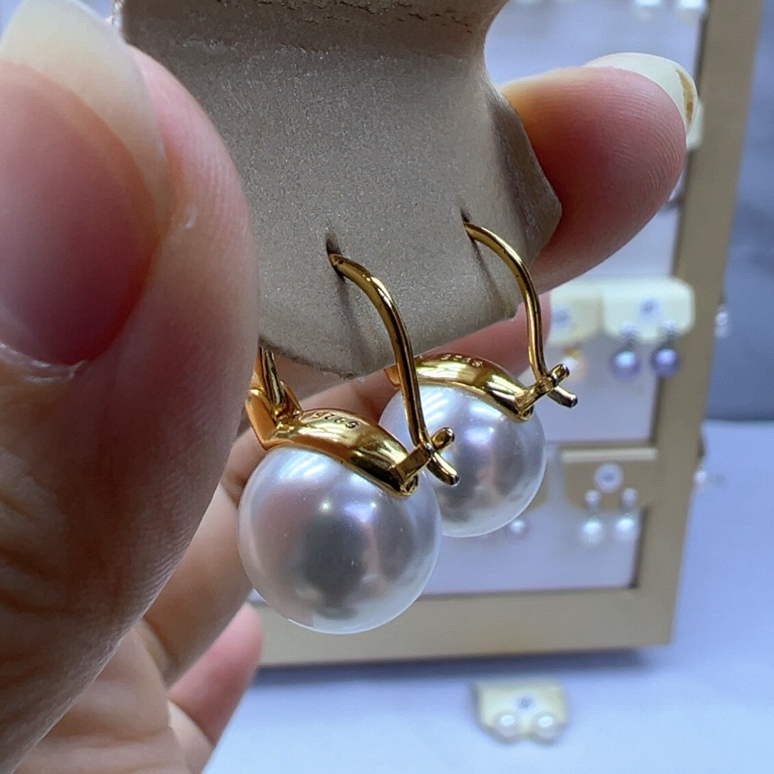 银S925镶嵌淡水珍珠耳饰
