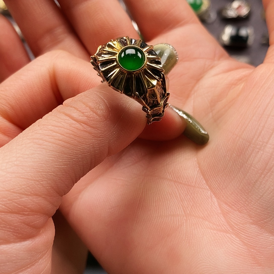 翡翠银S925镶嵌戒指1