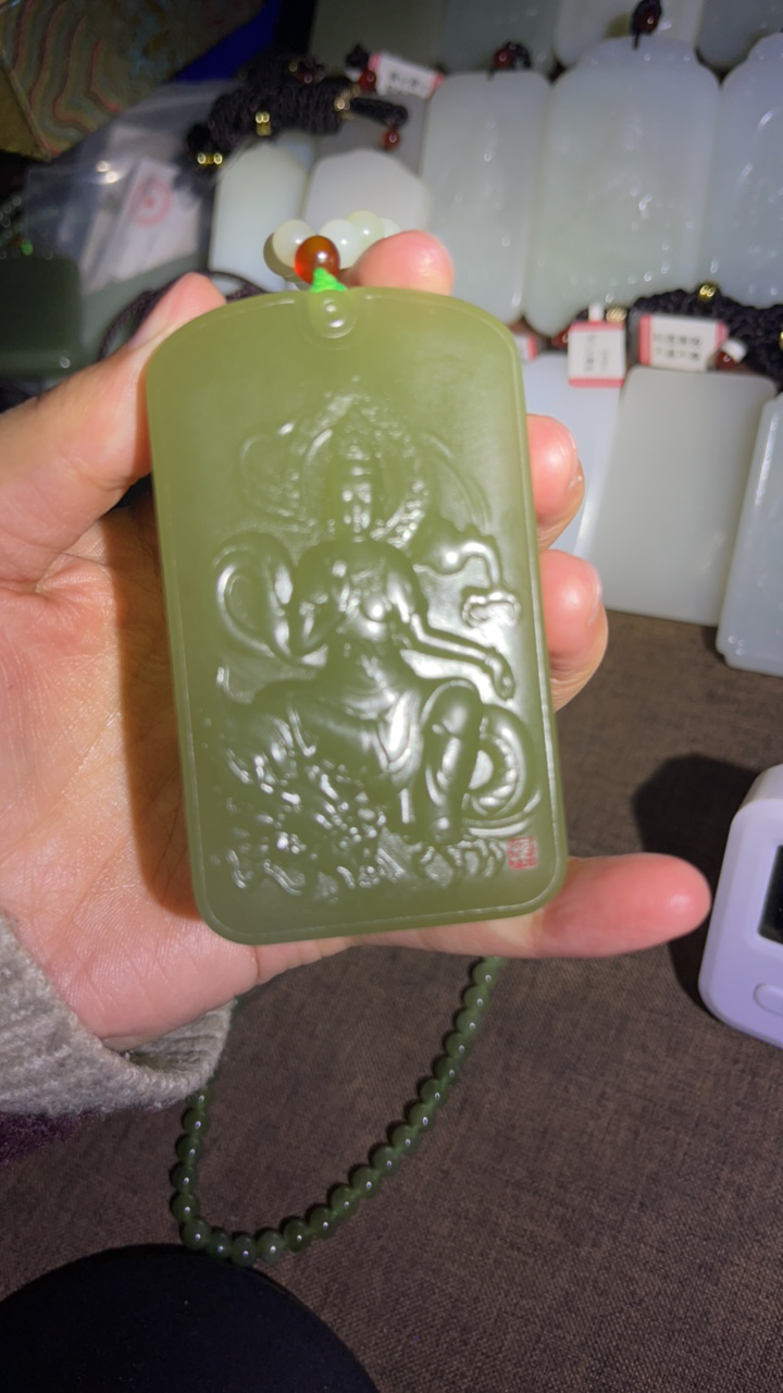 天然和田玉观音挂件